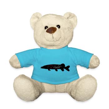 I Love Hecht schwarz - Teddy - Atollblau - Vorne