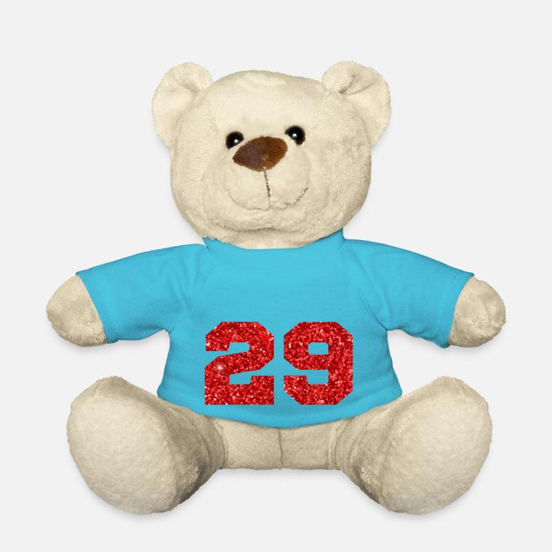 Nummer 29 Roter Glitzer - 29-jähriges Jubiläum - Teddy - Atollblau