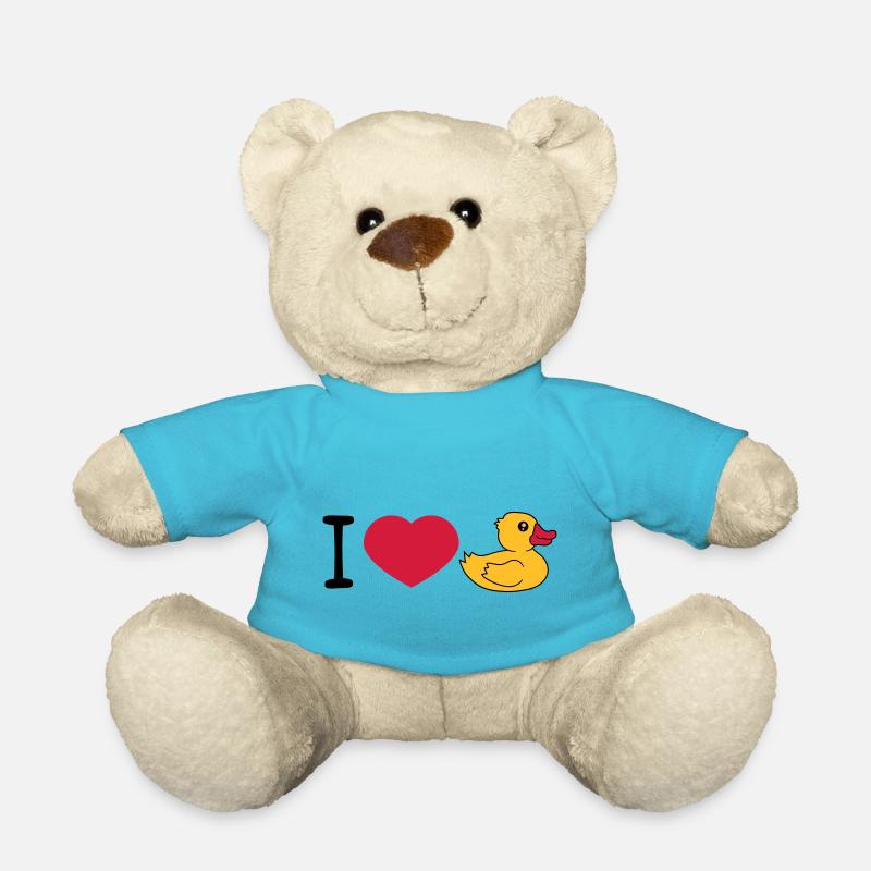 love i love heart squeaky duck rubber duck bath duck - Teddy Bear - atoll blue