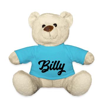 Billy Custom Text Birthday Name - Teddy Bear - atoll blue - Front