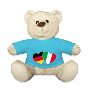 Germany Italy Flag Heart Love - Teddy Bear - atoll blue - Front