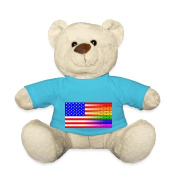 Schwule Regenbogenwand Amerikanische Flagge - Teddy - Atollblau - Vorne