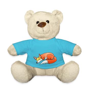 Schlafender Fuchs Schlafshirt Fuchs Liebhaber - Teddy - Atollblau - Vorne