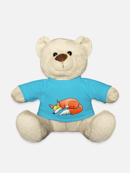 Schlafender Fuchs Schlafshirt Fuchs Liebhaber - Teddy - Atollblau