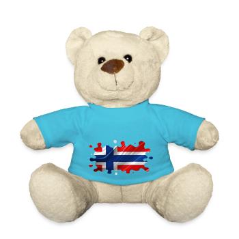 Norway Norway Flag Scandinavia Norden Tor Viking - Teddy Bear - atoll blue - Front