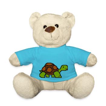 Tortoise Turtle Pixelart Retro - Teddy Bear - atoll blue - Front