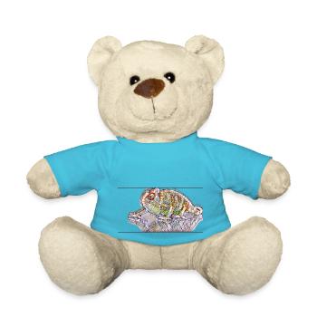 Chamäleon - Kunstdruck farbig und stylisch - Teddy - Atollblau - Vorne