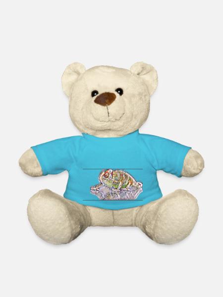 Chamäleon - Kunstdruck farbig und stylisch - Teddy - Atollblau