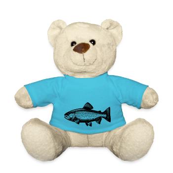 Vintage Regenbogenforelle - Angler Fischzeichnung - Teddy - Atollblau - Vorne