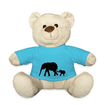 Elephants - elephant mother and child - Teddy Bear - atoll blue - Front