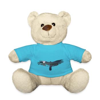 eagle, bird, mountains, animal motif, moon, landscape - Teddy Bear - atoll blue - Front