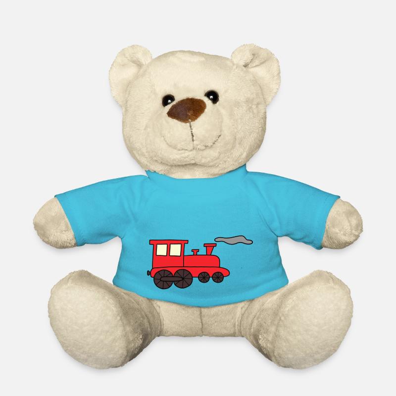 Eine rote Lok - Teddy - Atollblau