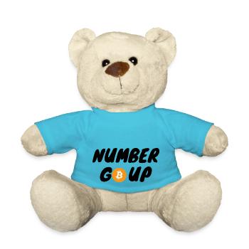 Krypto Number Go Up BTC Bitcoin - Teddy - Atollblau - Vorne