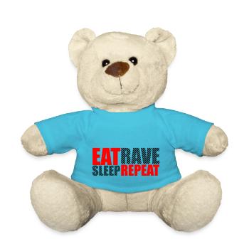 Eat Sleep Rave Repeat Essen Schlafen Raven Spruch - Teddy - Atollblau - Vorne