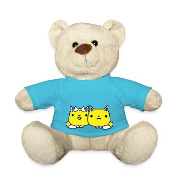 Two Cats Couple 2 Romantic Couple in Love - Teddy Bear - atoll blue - Front