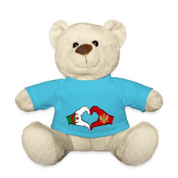 Algerien Montenegro Flagge Hände Herzform - Teddy - Atollblau - Vorne