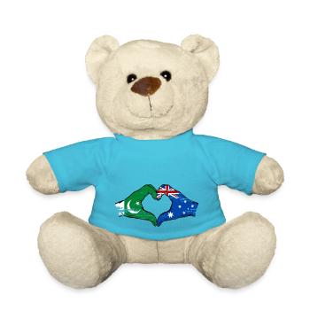 Pakistan Australien Flagge Haende Herz - Teddy - Atollblau - Vorne