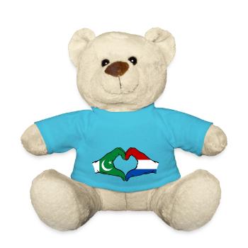 Pakistan Holland Flagge Haende Herzform - Teddy - Atollblau - Vorne