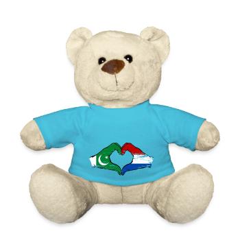 Pakistan Holland Flagge Haende Herzform - Teddy - Atollblau - Vorne