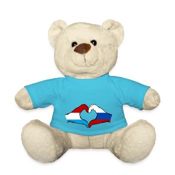 Luxembourg Russie Drapeau Mains Coeur Forme - Nounours - bleu outremer - Devant