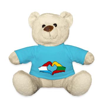 Luxemburg Litauen Flagge Haende Herzform - Teddy - Atollblau - Vorne