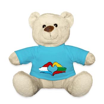 Luxemburg Litauen Flagge Haende Herzform used - Teddy - Atollblau - Vorne