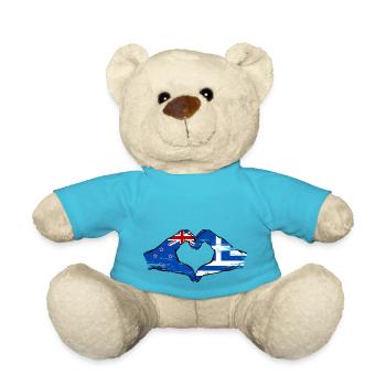 Neuseeland Griechenland Flagge Haende Herzform - Teddy - Atollblau - Vorne