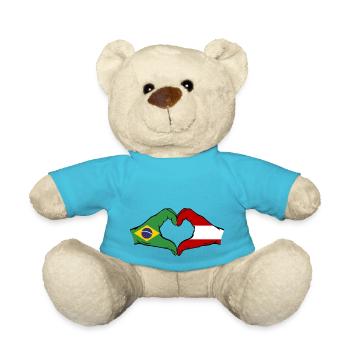 Brésil Autriche Drapeau Mains Coeur Forme - Nounours - bleu outremer - Devant