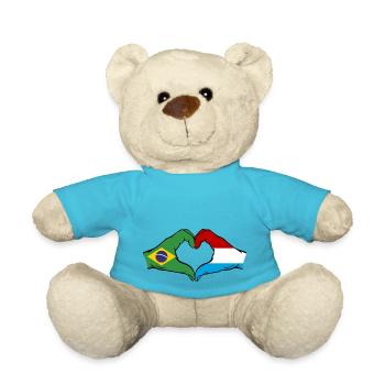Brésil Luxembourg Drapeau Main Coeur Forme - Nounours - bleu outremer - Devant