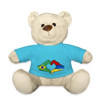 Brasilien Armenien Flagge Haende Herzform used - Teddy - Atollblau - Vorne