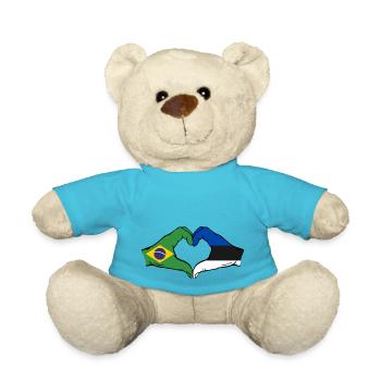 Brésil Estonie Drapeau Mains Coeur Forme - Nounours - bleu outremer - Devant