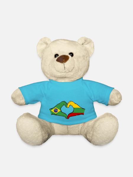 Brasilien Litauen Flagge Haende Herzform - Teddy - Atollblau