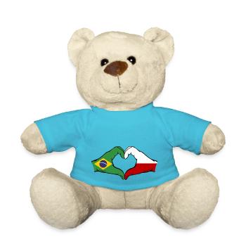 Brésil Pologne Drapeau Mains Coeur Forme - Nounours - bleu outremer - Devant