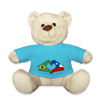 Brésil Chili Drapeau Mains Coeur Forme - Nounours - bleu outremer - Devant
