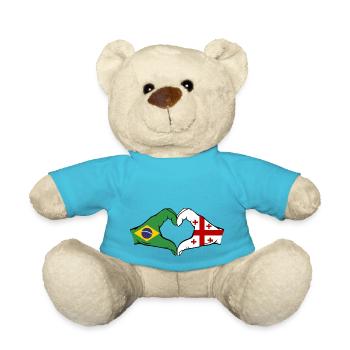 Brésil Géorgie Drapeau Mains Coeur Forme - Nounours - bleu outremer - Devant