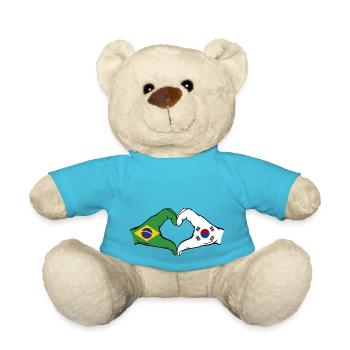 Brazil South Korea Hands Heart Shape - Teddy Bear - atoll blue - Front
