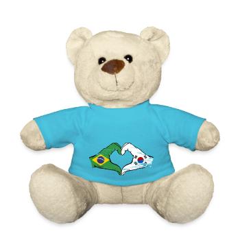 Brazil South Korea hands heart shape used - Teddy Bear - atoll blue - Front