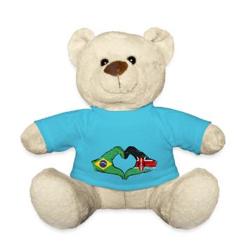 Brasilien Kenia Flagge Hände Herzform used - Teddy - Atollblau - Vorne