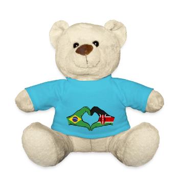 Brésil Kenya Drapeau Mains Coeur Forme - Nounours - bleu outremer - Devant