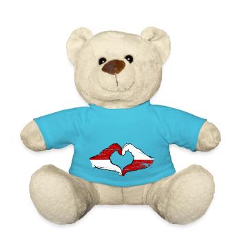 Drapeau de Monaco Pologne Forme de main Forme de coeur Utilisé - Nounours - bleu outremer - Devant