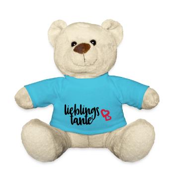 Lieblingstante Tante Tanten Sprüche Geschenk - Teddy - Atollblau - Vorne