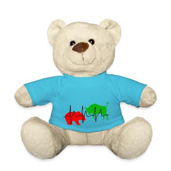 Bull and bear - pulse. Red Green - Teddy Bear - atoll blue - Front