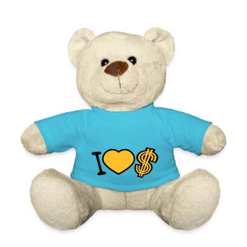 coeur dollar j'aime amour symbole signe argent riche - Nounours - bleu outremer - Devant