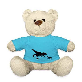 fight raptor silhouette black outline t-rex carniv - Teddy Bear - atoll blue - Front