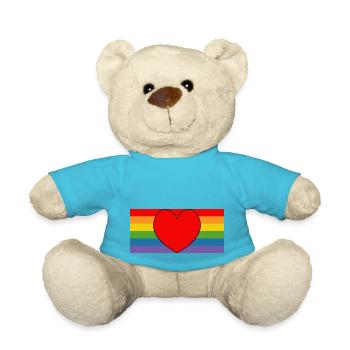 rainbow flag with heart LGBT lgbtqi queer - Teddy Bear - atoll blue - Front