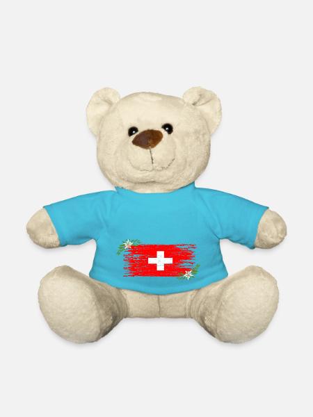 Swiss flag - Teddy Bear - atoll blue
