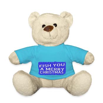 gift sayings rod fish head santa angling - Teddy - Atollblau - Vorne