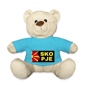 Skopje-Stadt mit Nordmazedonien-Flaggendesign - Teddy - Atollblau - Vorne