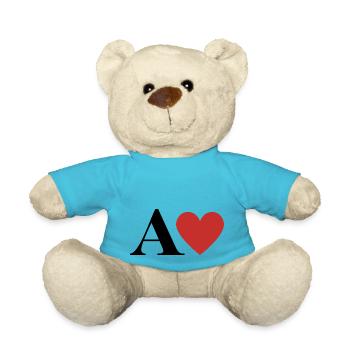 Roter Herz-Buchstabe - Teddy - Atollblau - Vorne
