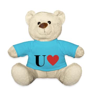 Letter u red heart - Teddy Bear - atoll blue - Front